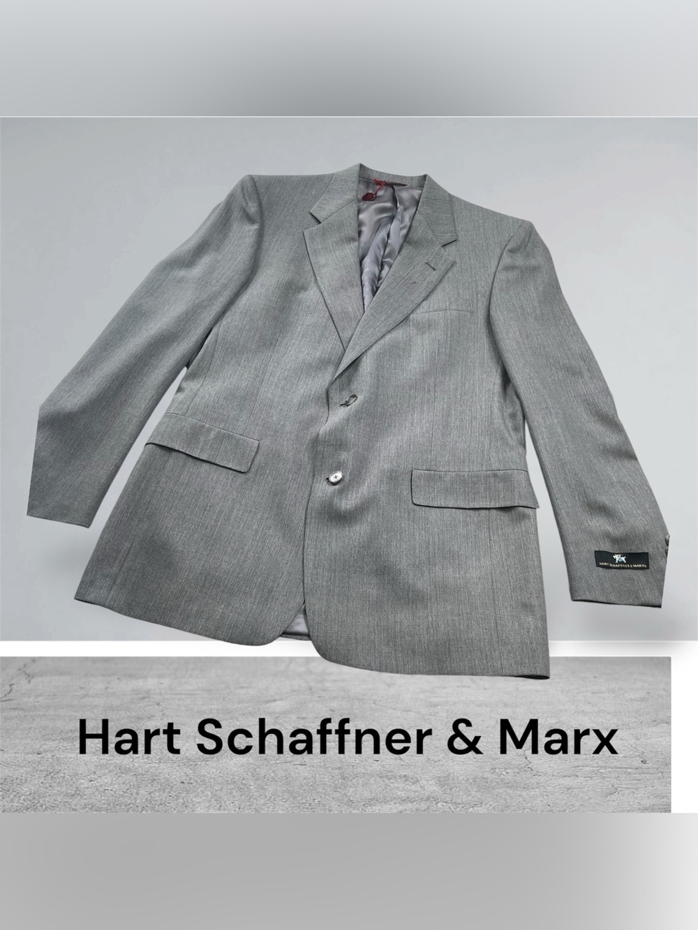Hart Schaffner Marx Gray/Black Two-Button Sport Coat Size 42 L Business